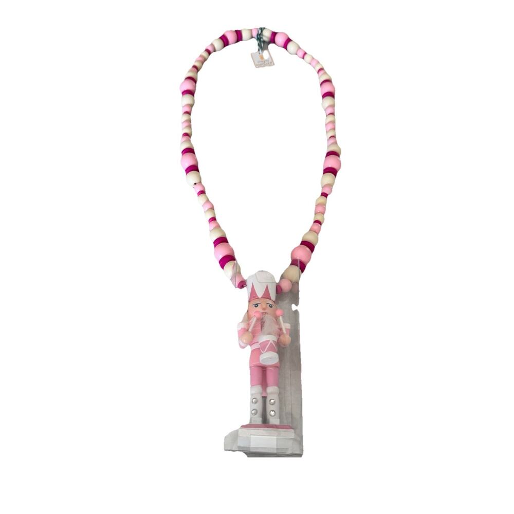 Simply Southern Wooden Beaded Nutcracker Christmas Holiday Necklace ~ NWT Pink
